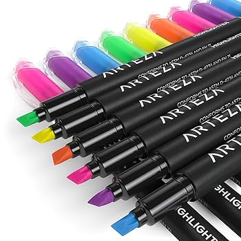 Amazon.co.jp: ARTEZA蛍光ペン60本セット、細字チゼルチップ